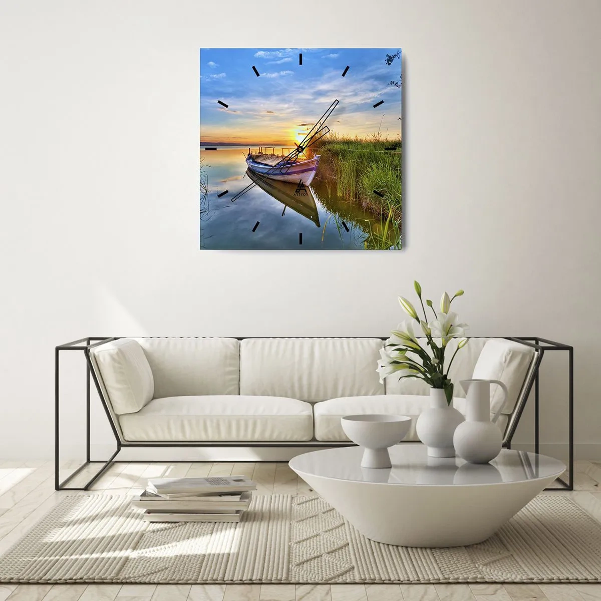 Ceas de perete - Ceas pe sticlă - Golfulețul viselor împlinite - 30x30 cm