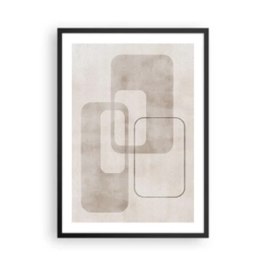 Poster în ramă neagră - Forme geometrice minimaliste în nuanțe de bej - 50x70cm - Fuga geometrică - Decorațiune modernă pentru perete pentru living și dormitor ARTTOR