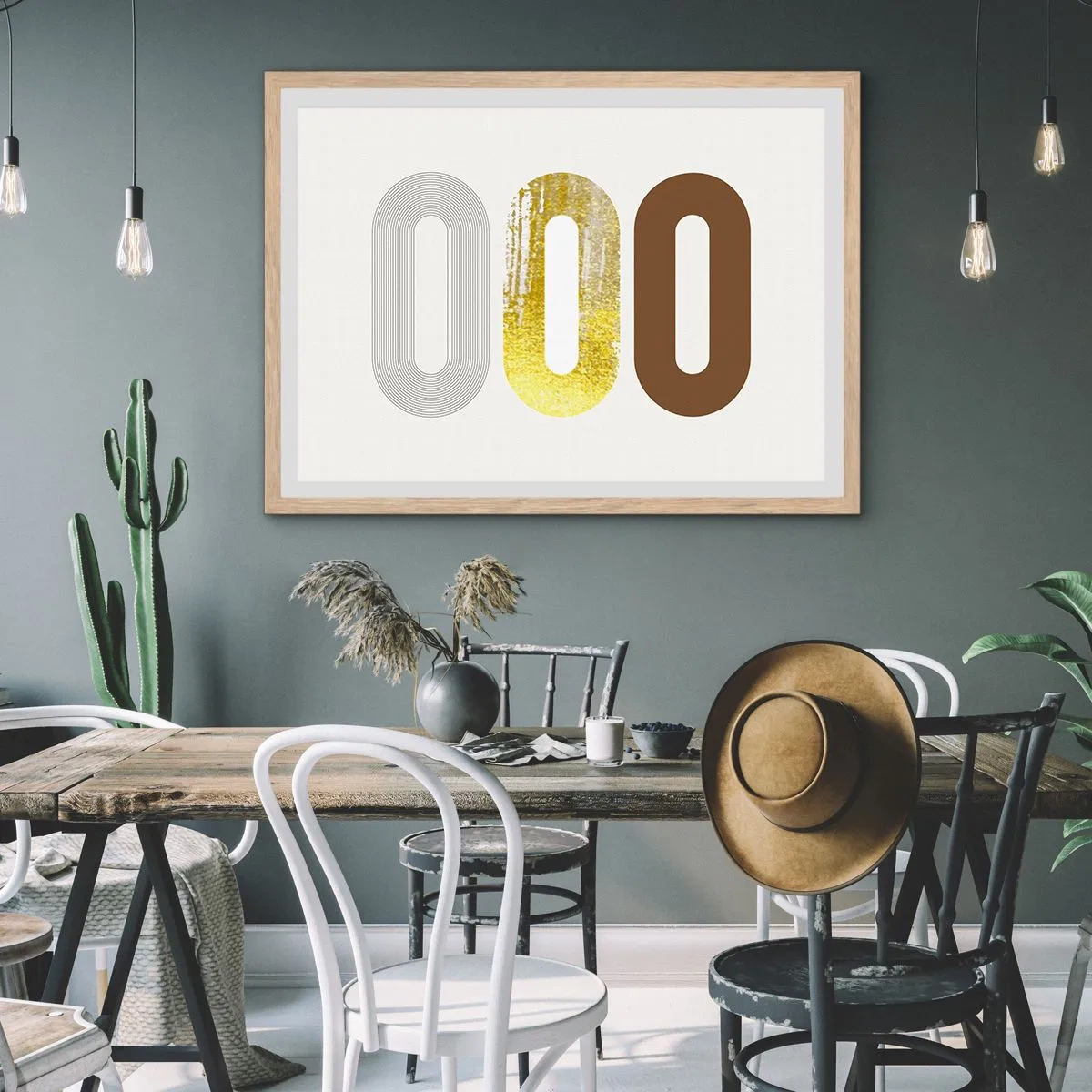 Poster în ramă de stejar deschis - Ooo! - 50x40 cm