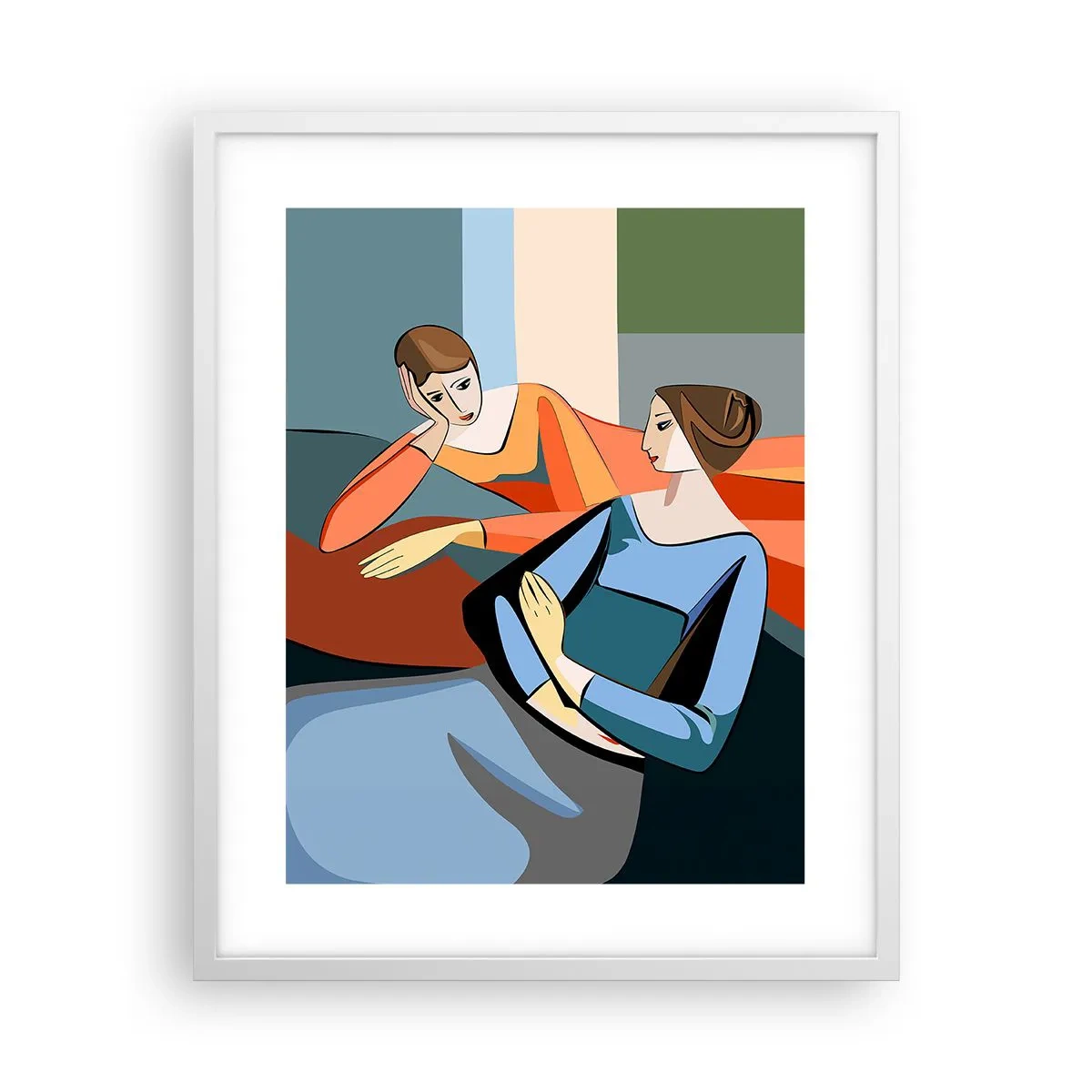 Poster în ramă albă - Un moment de confidențe - 40x50 cm