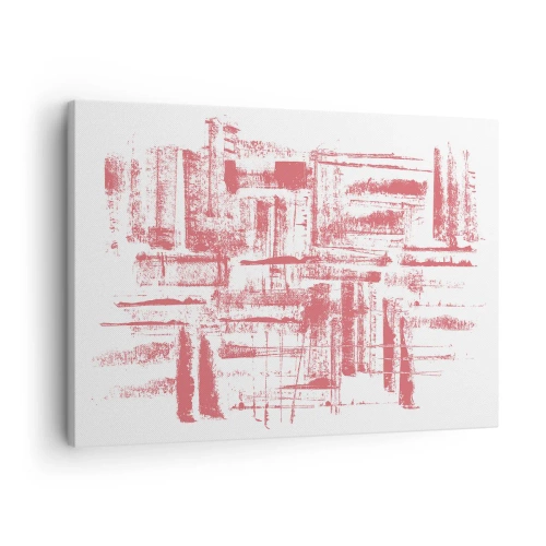 Tablou pe pânză Canvas - Texturi roz abstracte pe fundal alb - 70x50cm - Orașul roșu - Decorațiune modernă pentru perete pentru living și dormitor ARTTOR