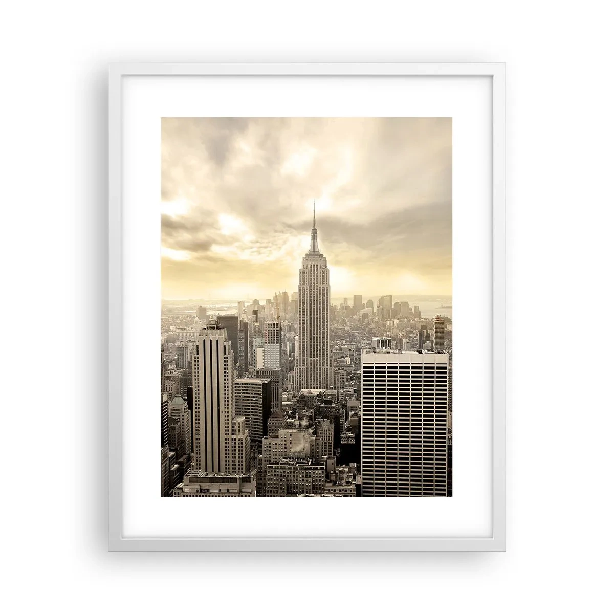 Poster în ramă albă - New York țesut din gri - 40x50 cm