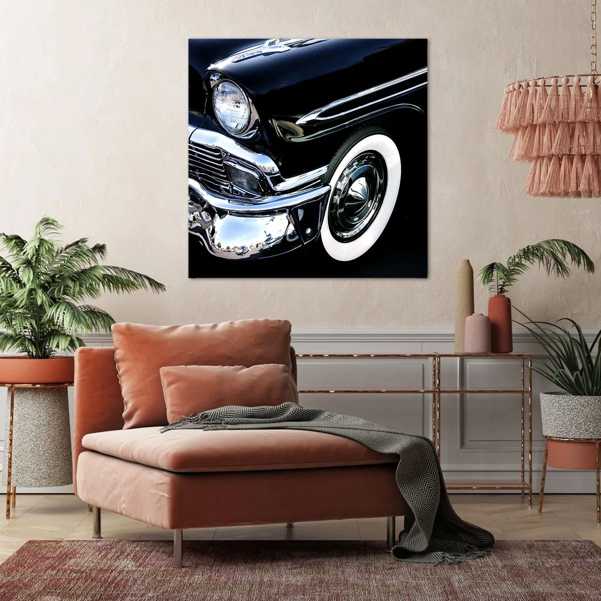 Tablou pe pânză - Clasicul în argintiu, negru și alb - 50x50 cm