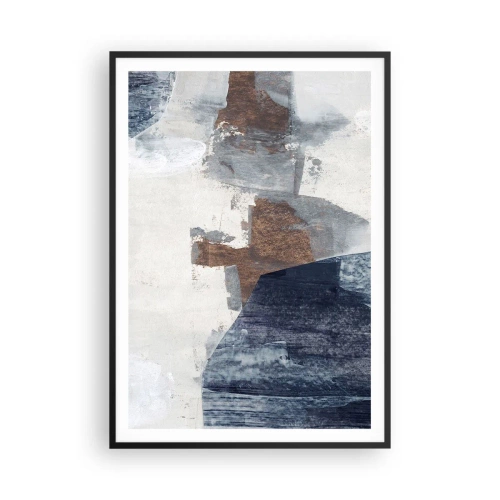 Poster în ramă neagră - Forme albastre-maronii - 70x100 cm