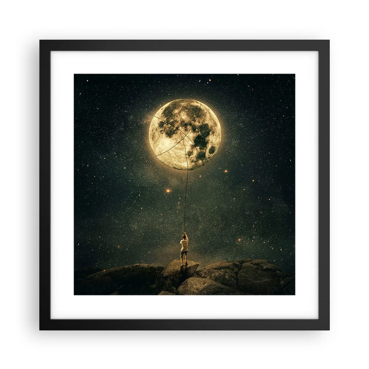 Poster în ramă neagră - Cel care a furat Luna - 40x40 cm