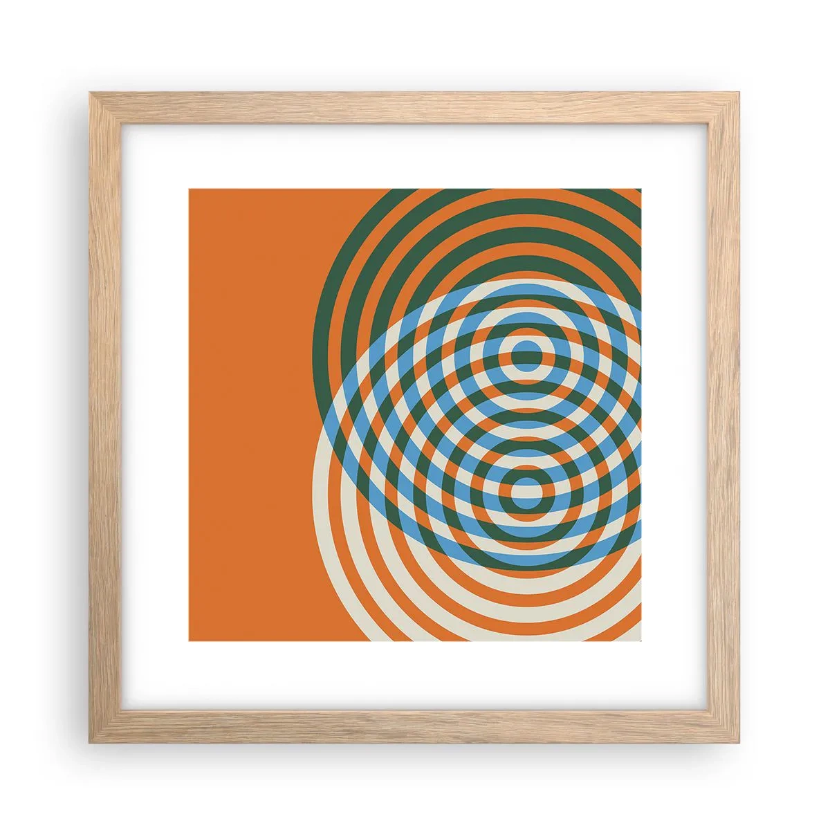 Poster în ramă de stejar deschis - Variație circulară abstractă - 30x30 cm
