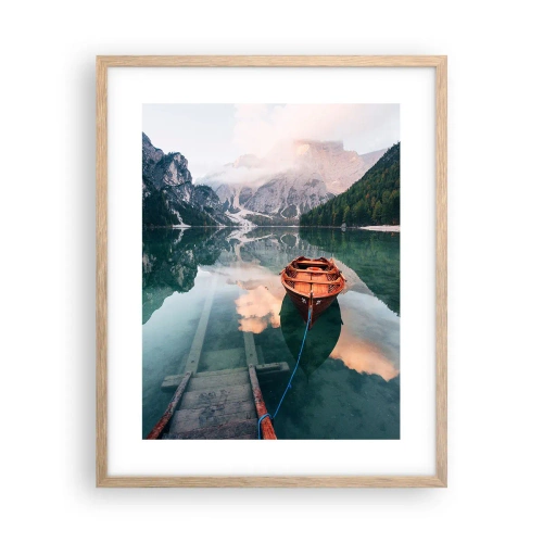 Poster în ramă de stejar deschis - Somnul liniștit al munților - 40x50 cm