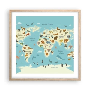 Poster în ramă de stejar deschis - Vecini buni - 50x50 cm