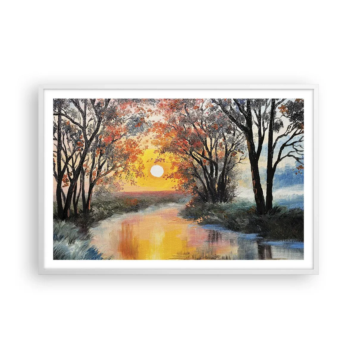 Poster în ramă albă - Atmosferă de toamnă - 91x61 cm