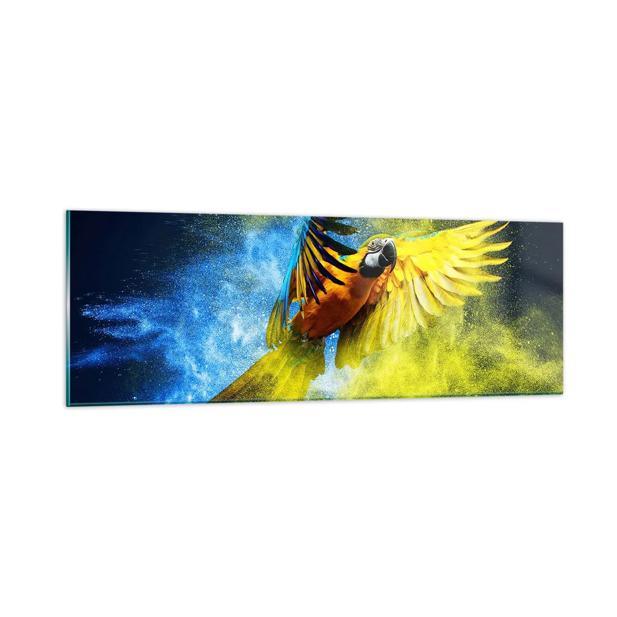 Tablou pe sticlă - În praful albastru-auriu - 90x30 cm