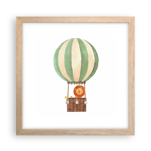 Poster în ramă de stejar deschis - Călătoriile lui Leon - 30x30 cm