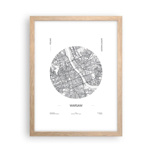 Poster în ramă de stejar deschis - Anatomia Varșoviei - 30x40 cm