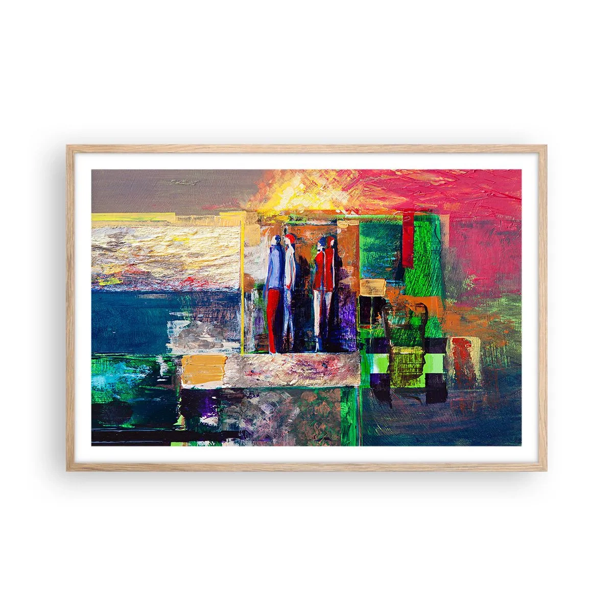 Poster în ramă de stejar deschis - Relații și emoții - 91x61 cm