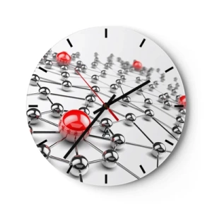 Ceas de perete - Ceas pe sticlă - Plasă de argint - 40x40 cm