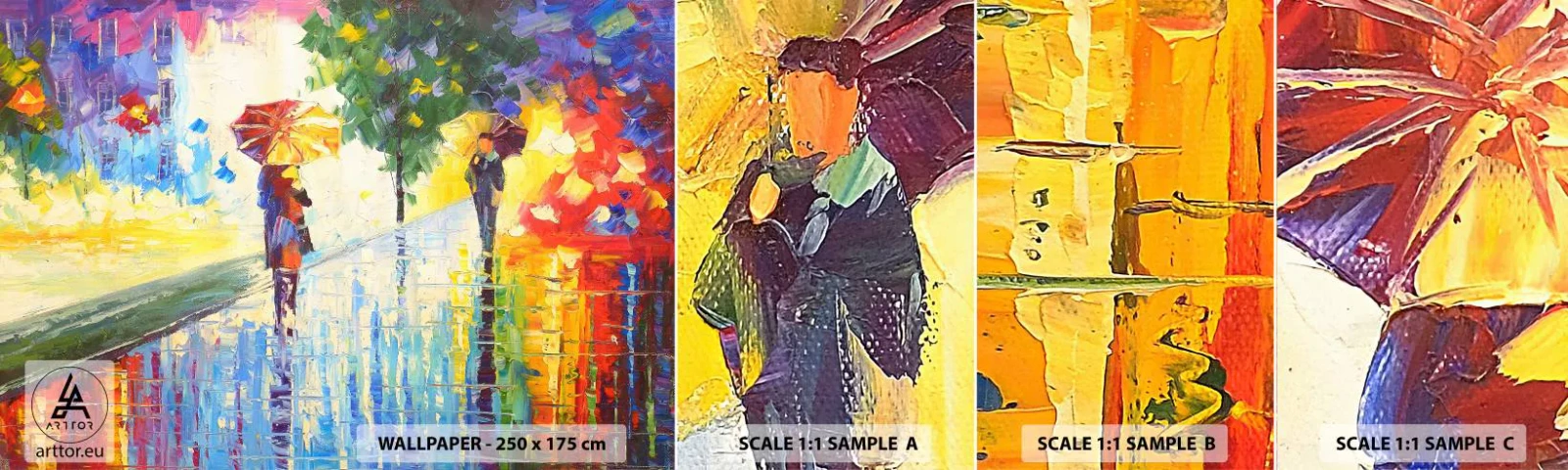 Mostră tapet autocolant Deluxe Sticker - Și totul este clar - Park Avenue, Peisaj, Copaci - 100x30 cm