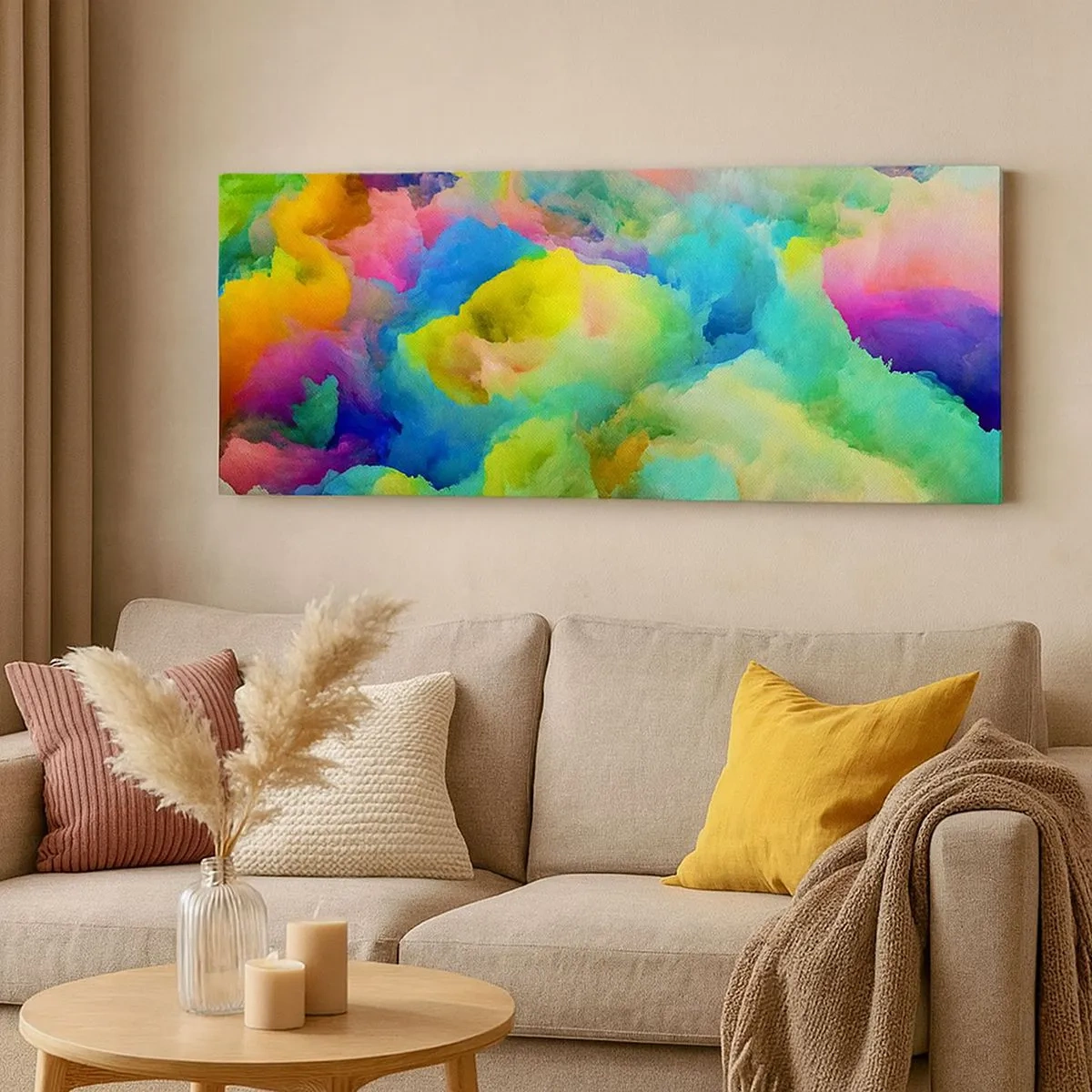 Tablou pe pânză - Puf multicolor - 100x40 cm