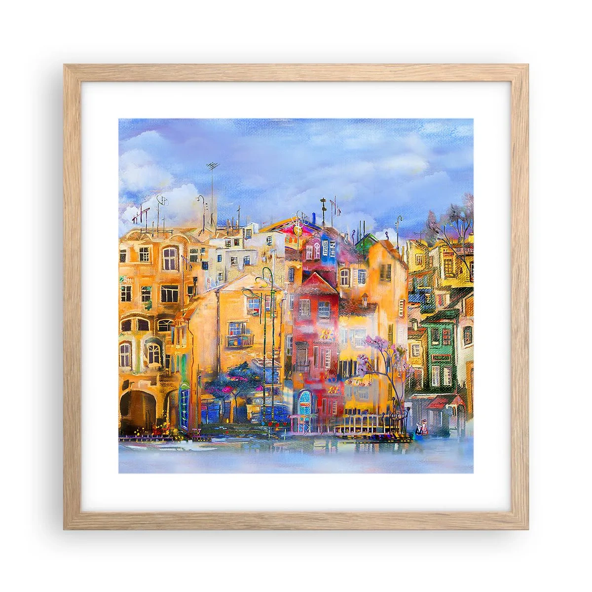 Poster în ramă de stejar deschis - Suntem împreună - 40x40 cm