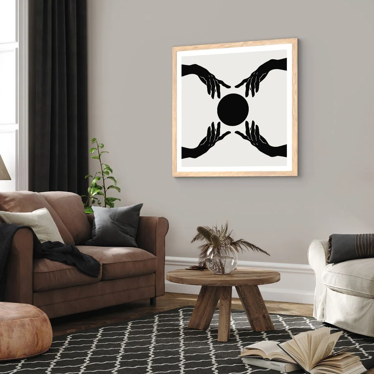 Poster în ramă de stejar deschis - Semnul secret - 30x30 cm