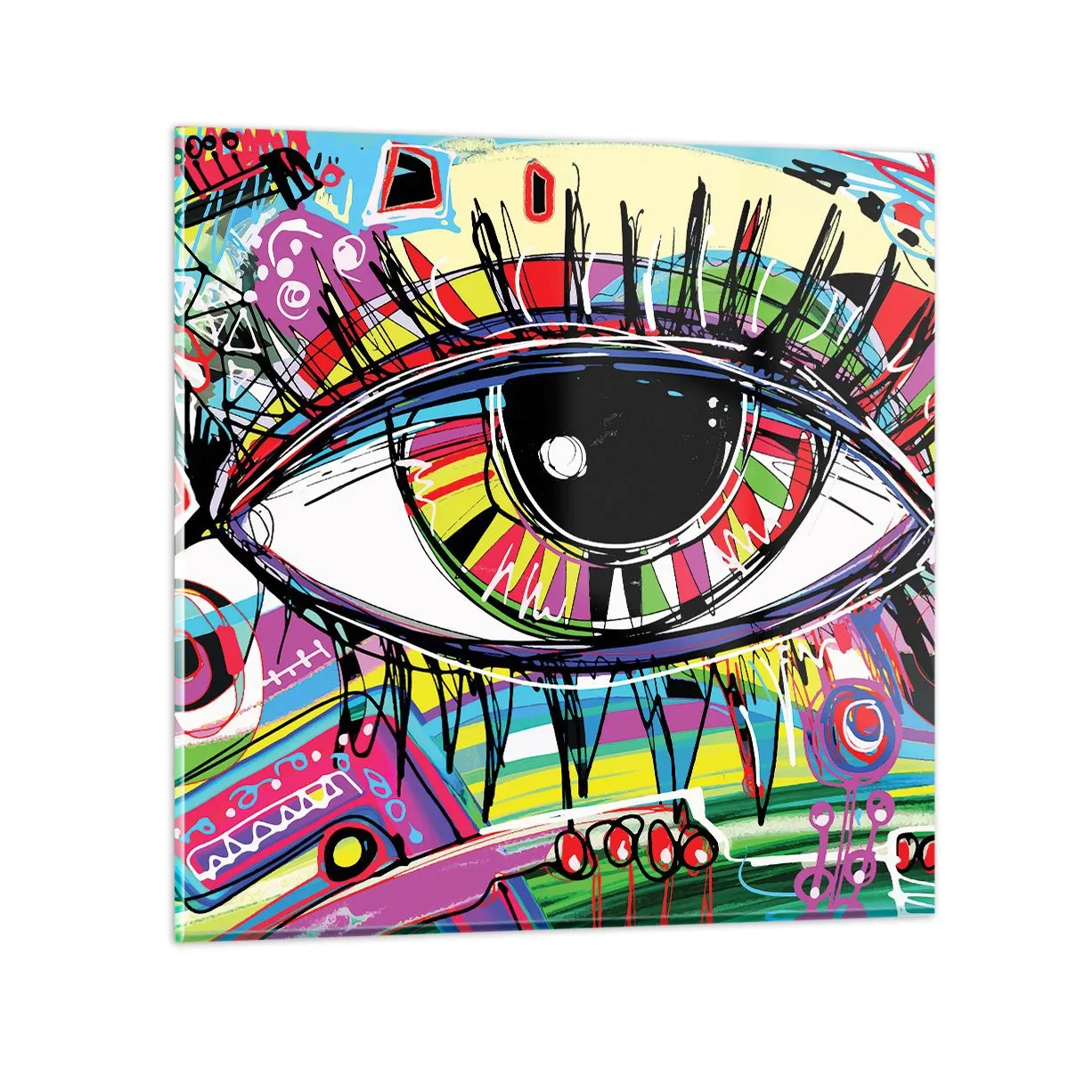 Tablou pe sticlă - Un ochi colorat - un suflet colorat - 30x30 cm