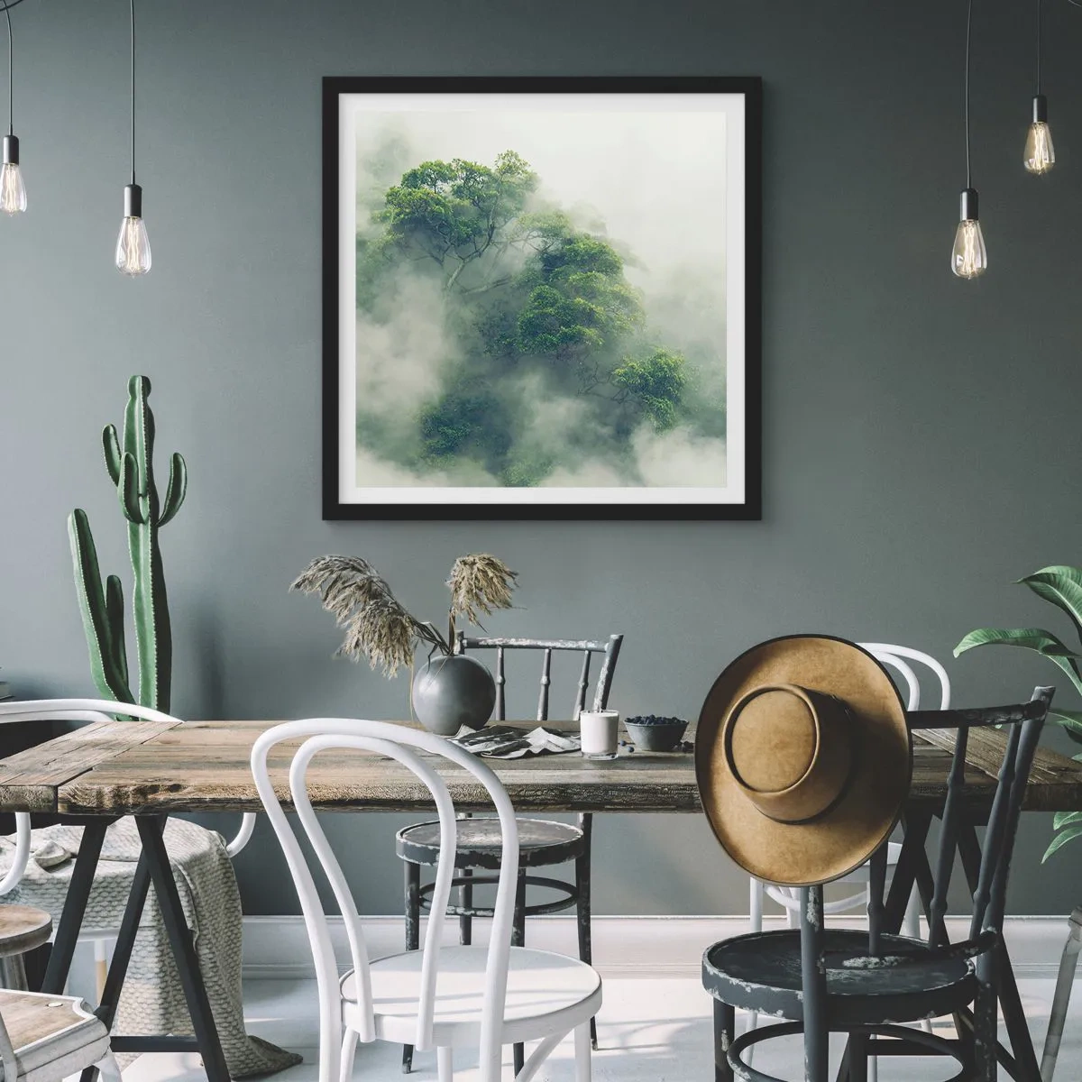 Poster în ramă neagră - Înfășurate în ceață - 60x60 cm