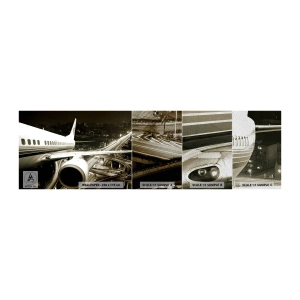 Mostră tapet Premium Sand - Zbor în noapte - Avion, Oraș, Automobile - 100x30 cm