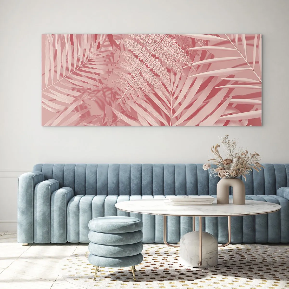 Tablou pe sticlă - Conceptul roz - 90x30 cm