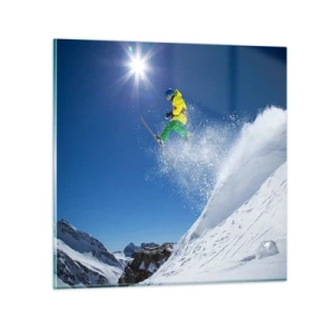 Tablou pe sticlă - Dansând cu munții - 50x50 cm