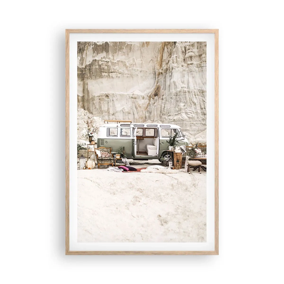 Poster în ramă de stejar deschis - Să înceapă călătoria - 61x91 cm