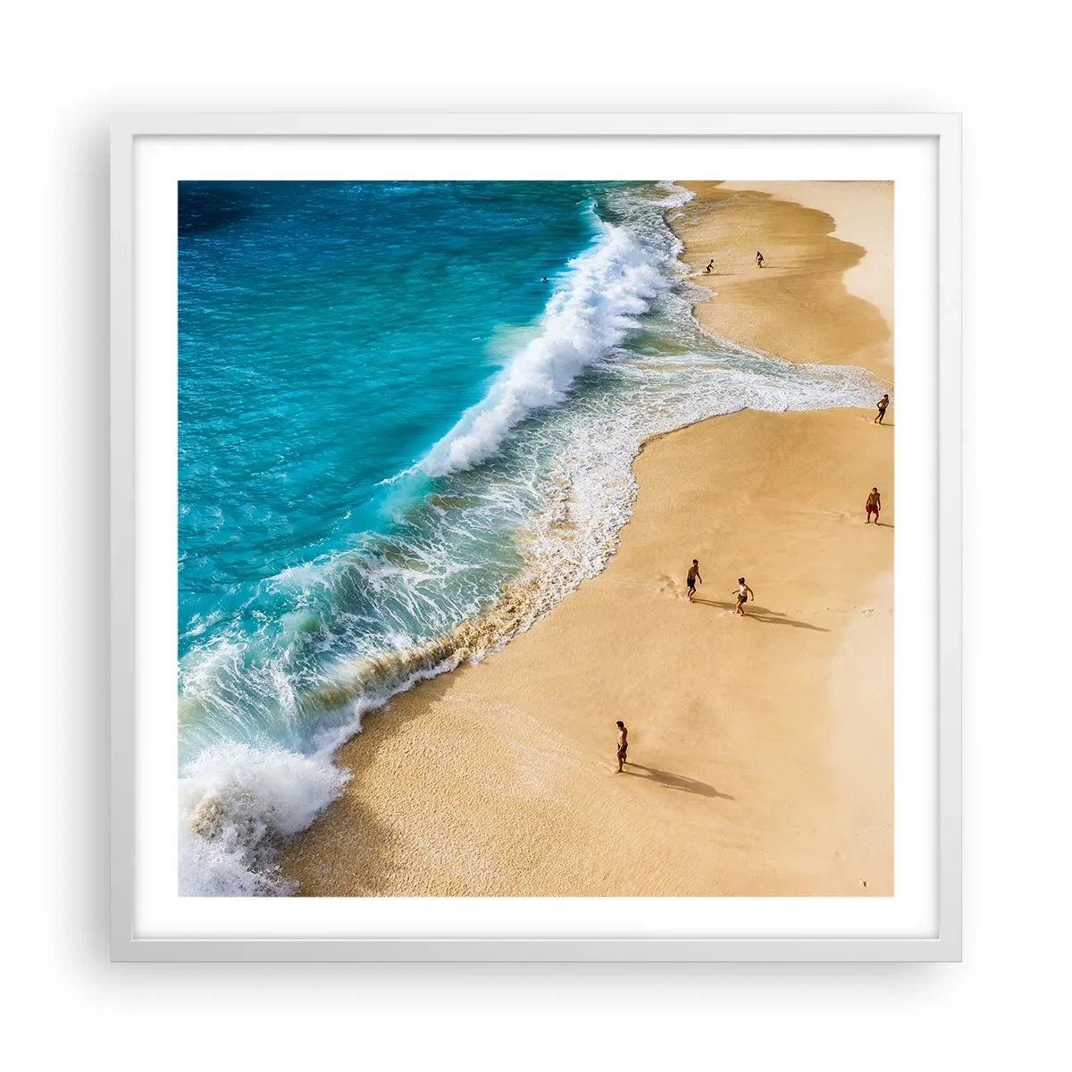 Poster în ramă albă - Și apoi soarele, plaja... - 60x60 cm