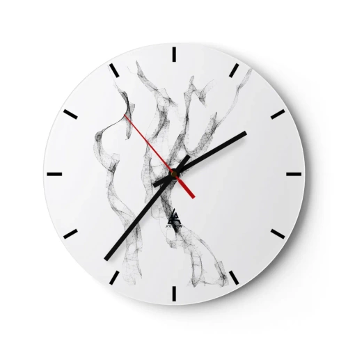 Ceas de perete - Ceas pe sticlă - Linii negre abstracte într-o compoziție minimalistă - 30x30cm - Frumoasa și puternică - Decorațiune modernă pentru perete pentru living, bucătărie și dormitor ARTTOR