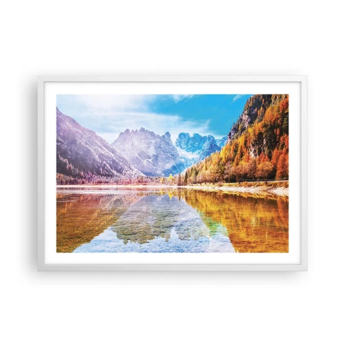 Poster în ramă albă - Iar în munți începe toamna - 70x50 cm