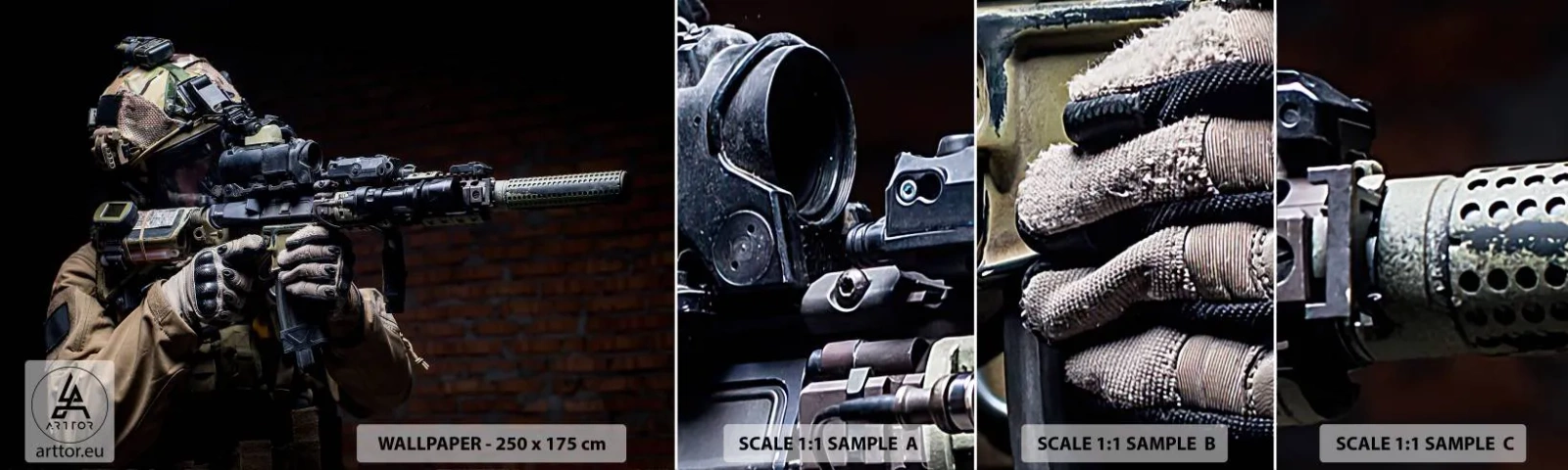 Mostră tapet autocolant Deluxe Sticker - Eficient mortal - Militar, Puşcă, Armă - 100x30 cm