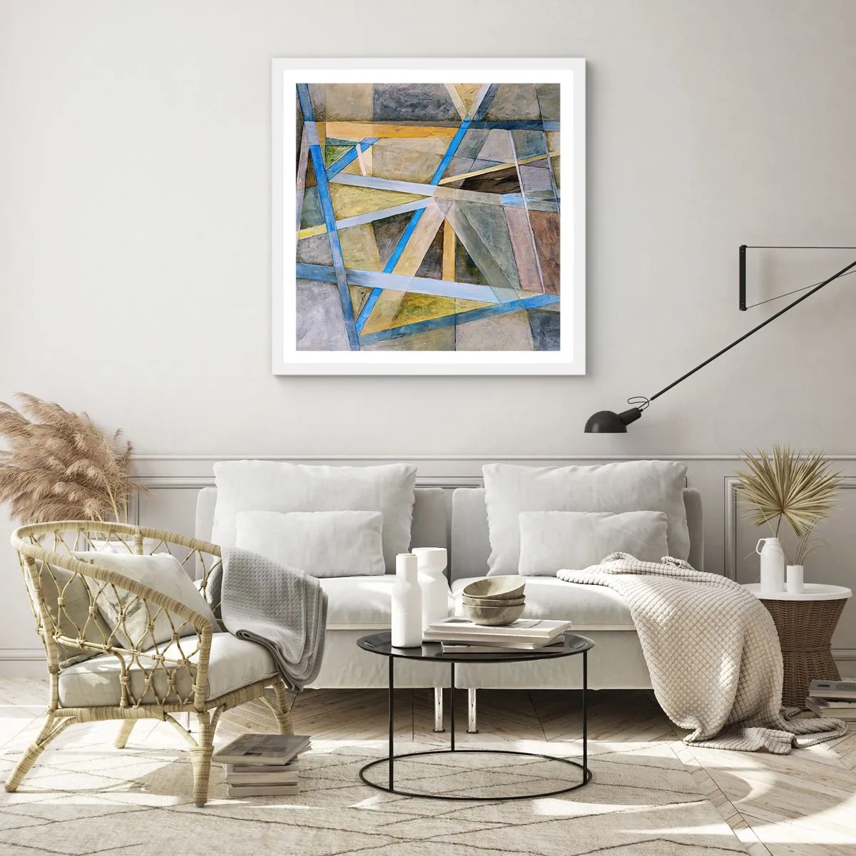 Poster în ramă albă - Drept sau de-a curmezișul? - 40x40 cm