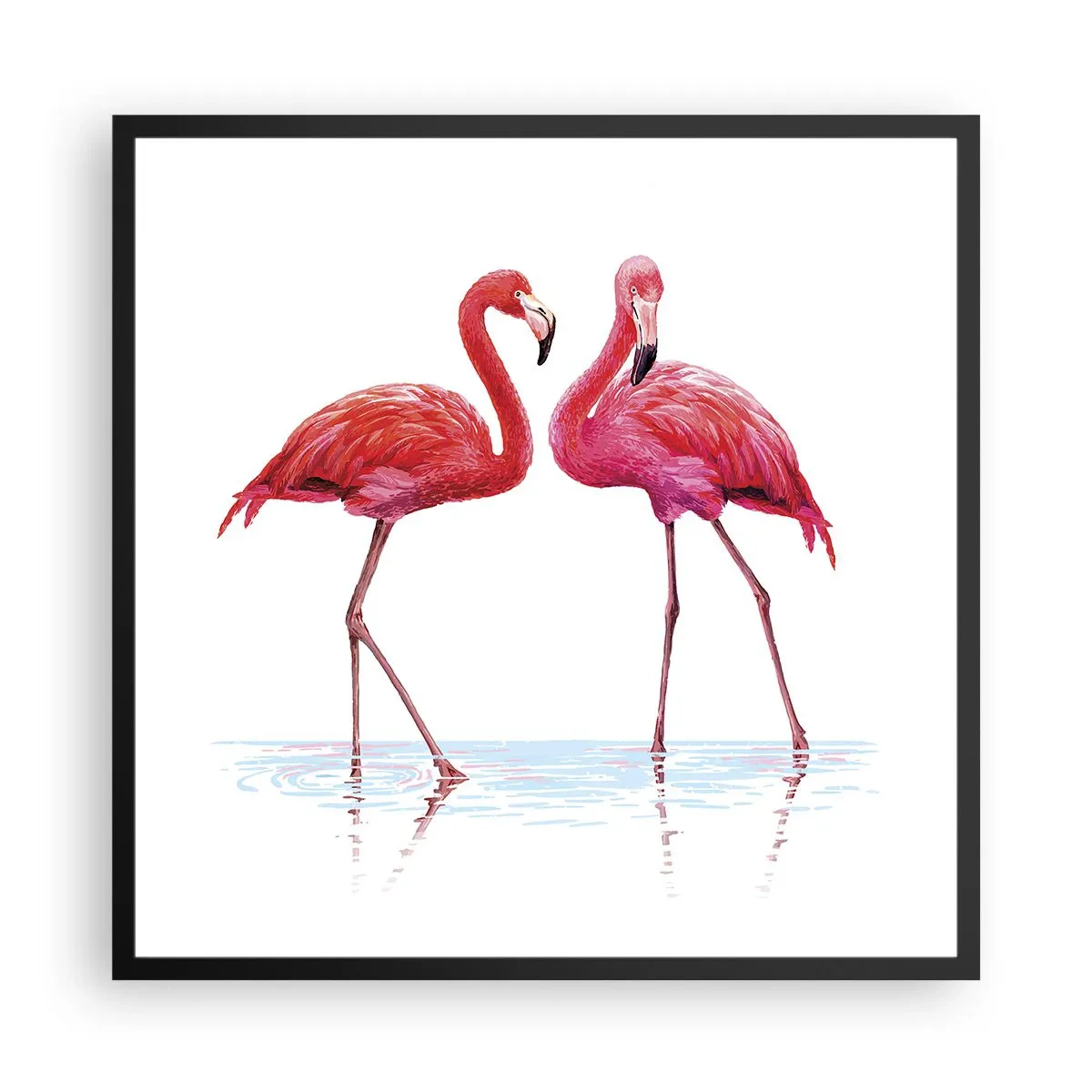 Poster în ramă neagră - Pink randez-vous - 60x60 cm