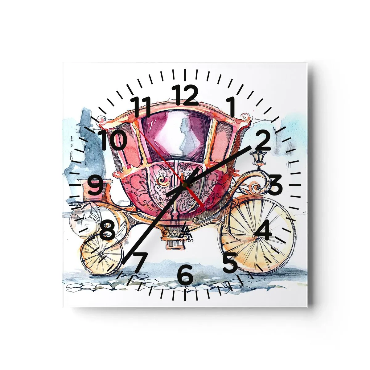 Ceas de perete - Ceas pe sticlă - Pentru nuntă sau pentru bal? - 40x40 cm