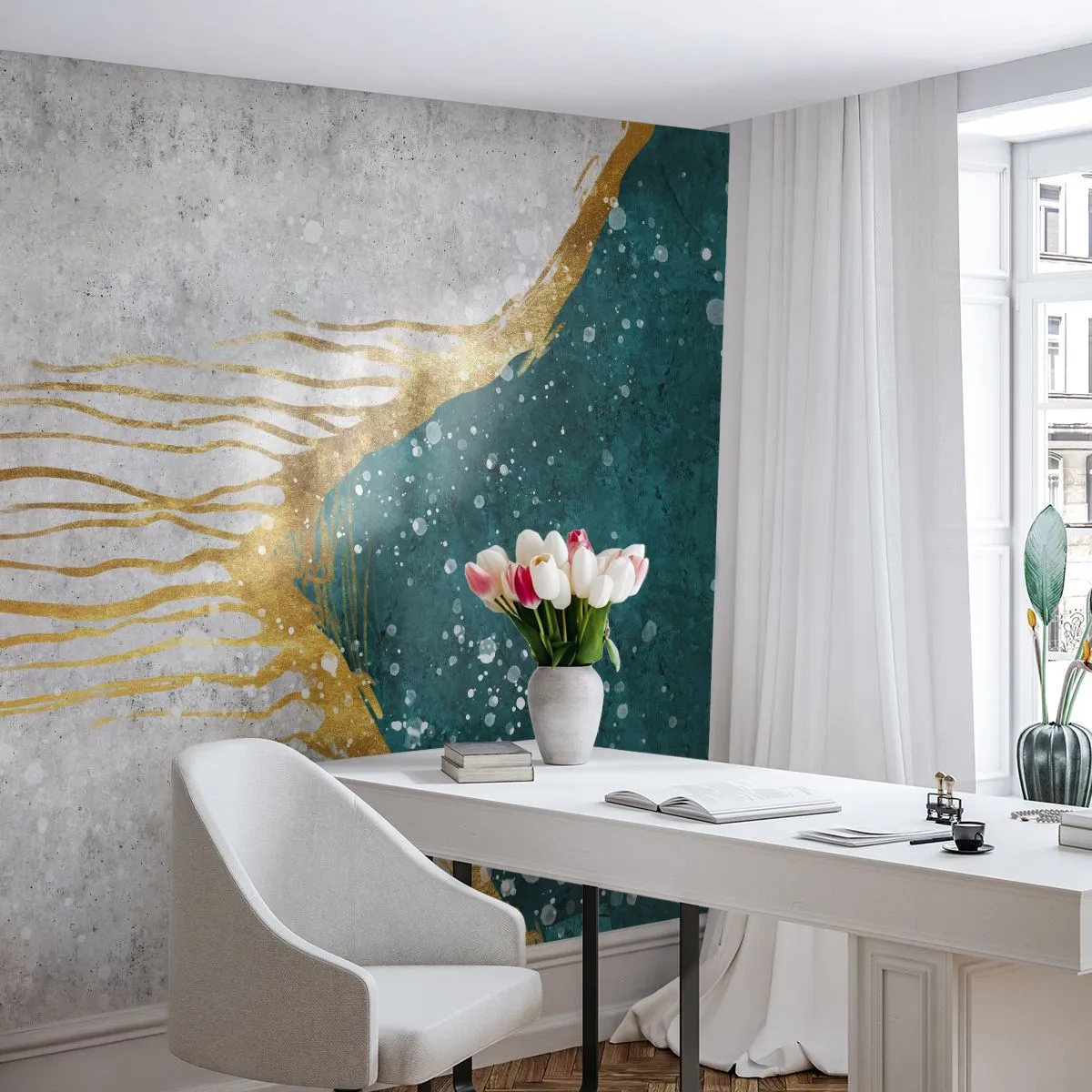 Tapet Premium Canvas - Mareea de aur - Minimalism, Art Deco, Bucată - 200x140 cm