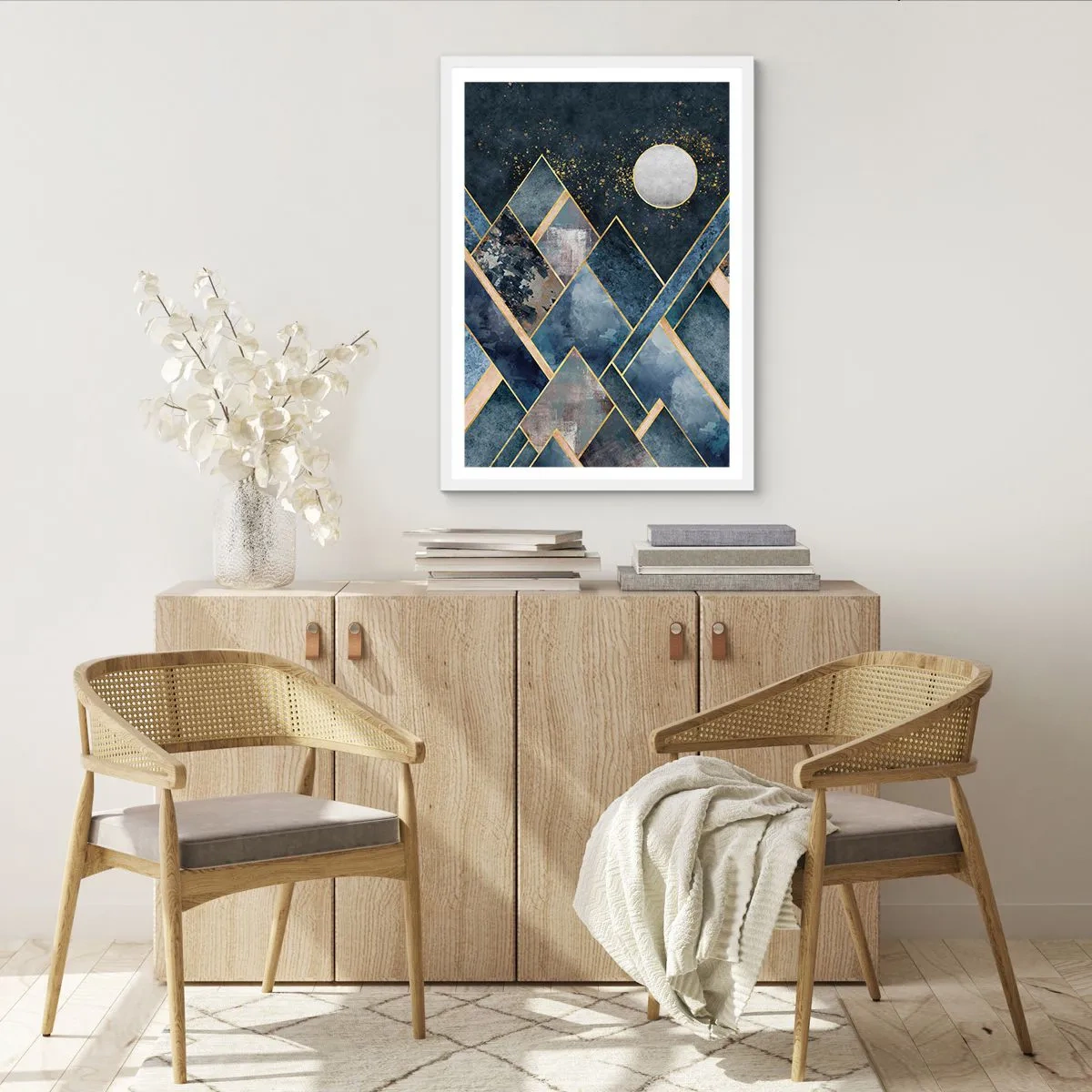 Poster în ramă albă - Peisaj geometric - 50x70 cm