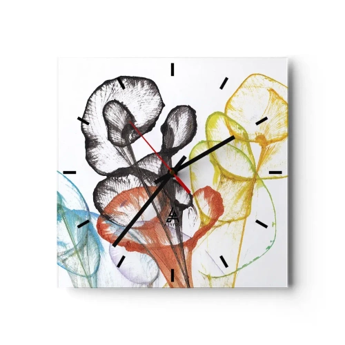 Ceas de perete - Ceas pe sticlă - Flori cu suflete - 30x30 cm