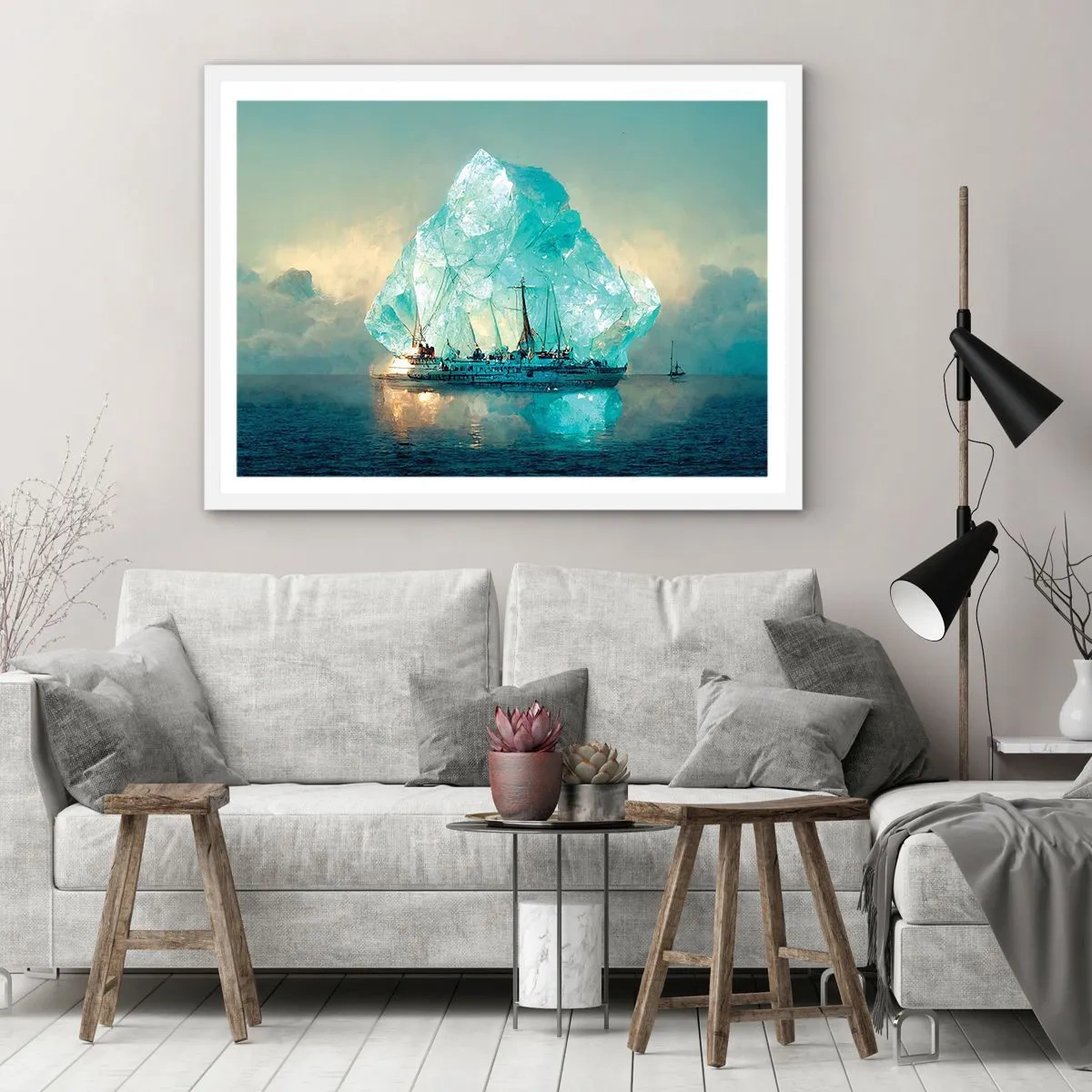 Poster în ramă albă - Diamant arctic - 100x70 cm