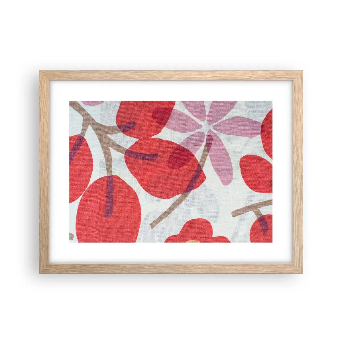 Poster în ramă de stejar deschis - Aranjament floral în roz - 40x30 cm