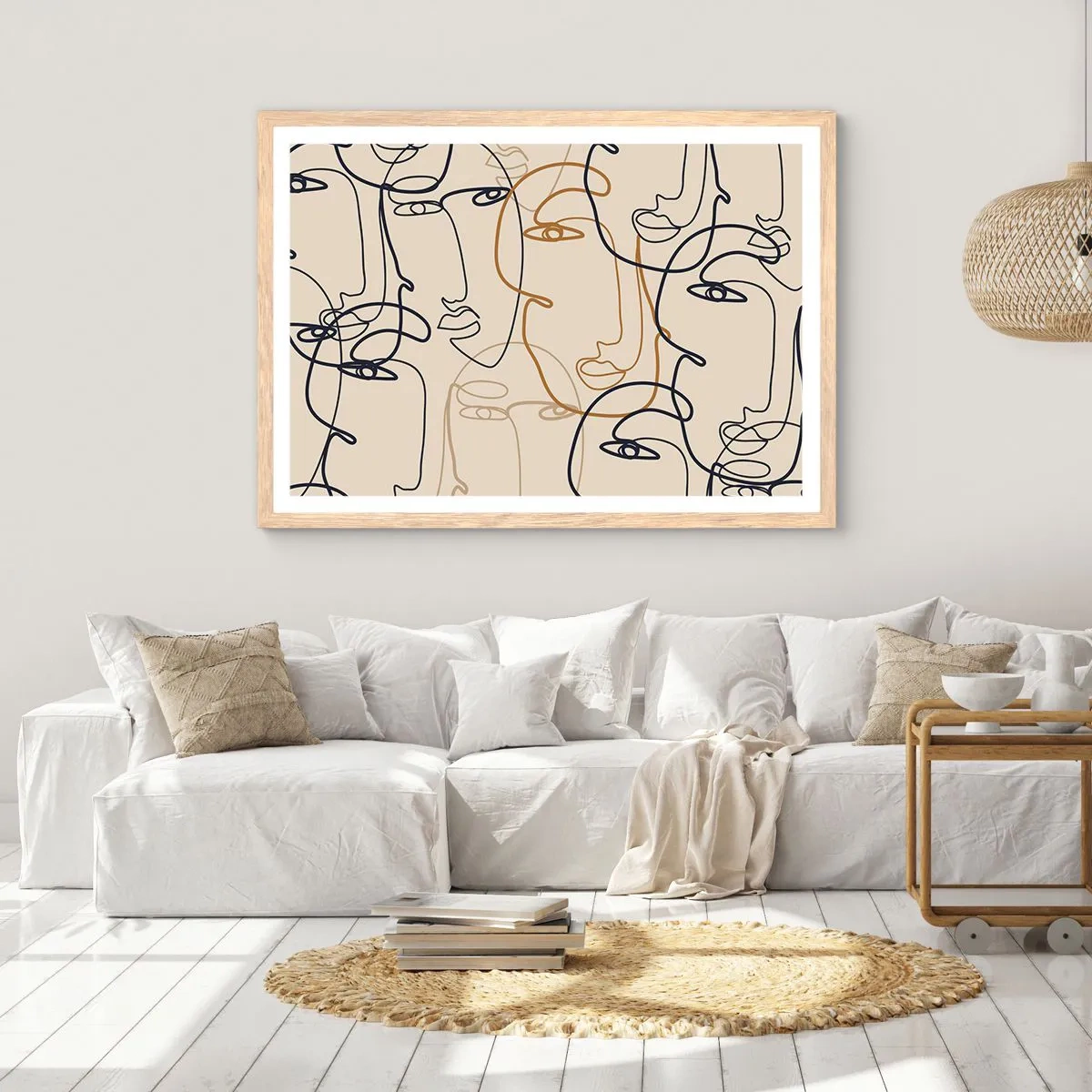 Poster în ramă de stejar deschis - Portret multiplicat - 100x70 cm