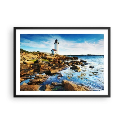 Poster în ramă neagră - Întoarce-te acasă fericit, te aștept cu nerăbdare - 70x50 cm