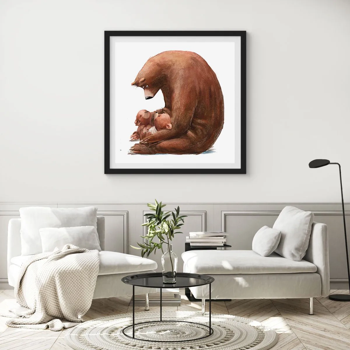 Poster în ramă neagră - Vise plăcute, copii - 40x40 cm