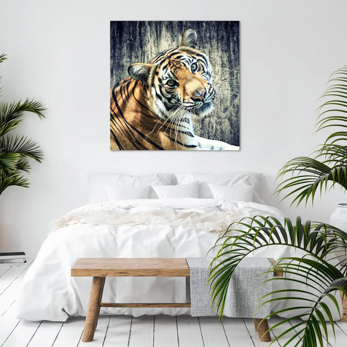 Tablou pe pânză - Portret în fluxuri de lumină - 50x50 cm