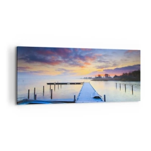 Tablou pe pânză - Seninătate mov-auriu - 120x50 cm