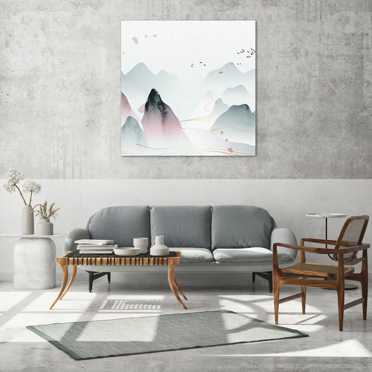 Tablou pe sticlă - Peste vârfuri - 40x40 cm