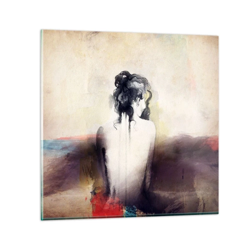 Tablou pe sticlă - Linii moi, forme ovale - 40x40 cm