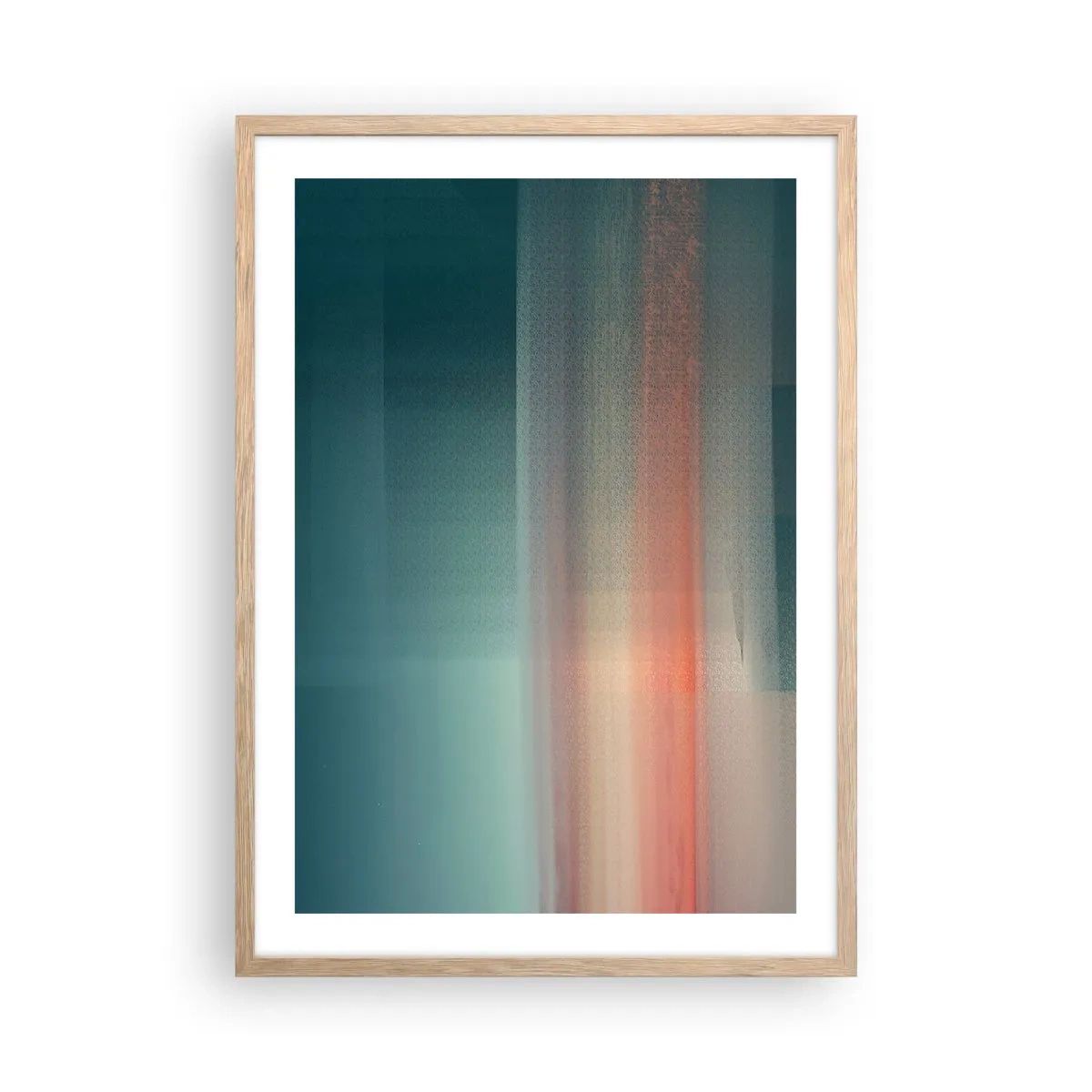 Poster în ramă de stejar deschis - Abstracție: unde de lumină - 50x70 cm