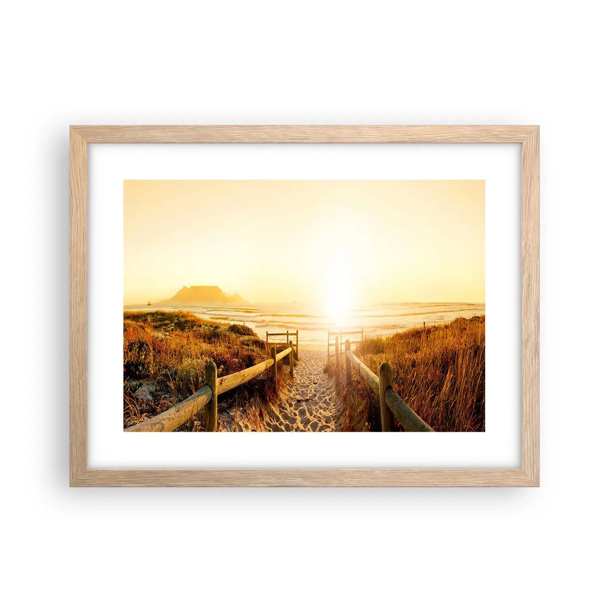 Poster în ramă de stejar deschis - Prin dune spre soare - 40x30 cm