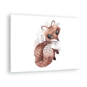 Tablou pe sticlă - O vulpe drăguță în acuarelă pe fundal alb - 70x50cm - Doar iubire - Decorațiune modernă pentru perete pentru living și dormitor ARTTOR
